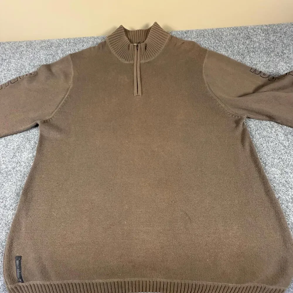 Harley-Davidson Brown Cotton Half-Zip Sweater XL #902‎